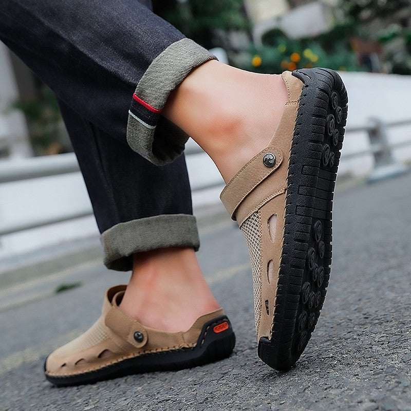 Soft Sole Male Simple Slippers Breathable Mens Summer Sneakers Casual Half Shoes Leisure Walk Half Drag Outdoor Non-Slip Sandals