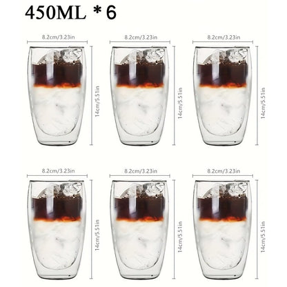 Copo de Vidro de Parede Dupla Isolamento Térmico Transparente Feito à Mão para Chá Copos MINI de Uísque Caneca de Café Expresso Conjunto de 250-450ml