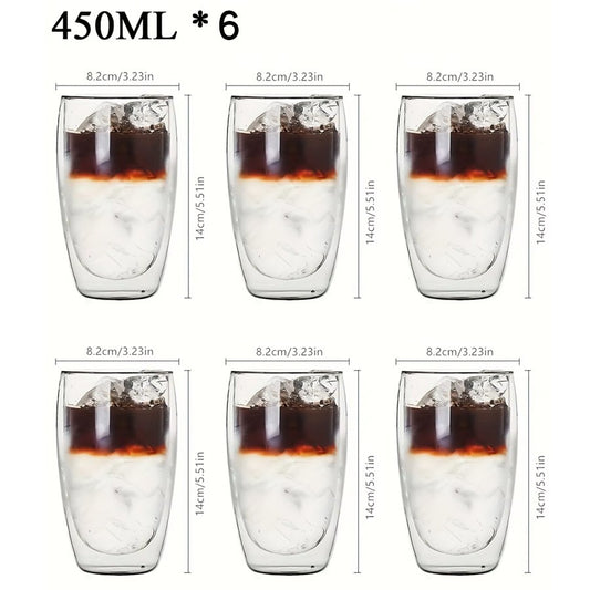 Copo de Vidro de Parede Dupla Isolamento Térmico Transparente Feito à Mão para Chá Copos MINI de Uísque Caneca de Café Expresso Conjunto de 250-450ml
