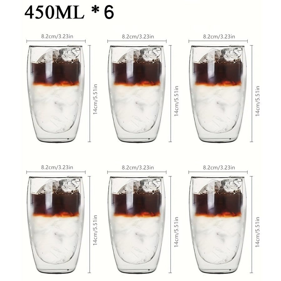 Copo de Vidro de Parede Dupla Isolamento Térmico Transparente Feito à Mão para Chá Copos MINI de Uísque Caneca de Café Expresso Conjunto de 250-450ml
