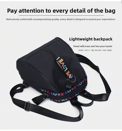 Nova mochila feminina de nylon Oxford versátil, design casual e antifurto, mochila leve
