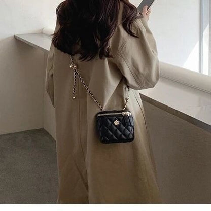 New Mini Quilted Chain Diamond Checkered Women's Crossbody Bag Fashion Mini Handbag  PU Leather Woman's One-shoulder Small Bag