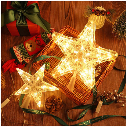 15/19/23cm Christmas Tree Top Star Light LED Glowing Star Lamp Xmas Tree Decoration Home Party Supplies Navidad New Year Gift
