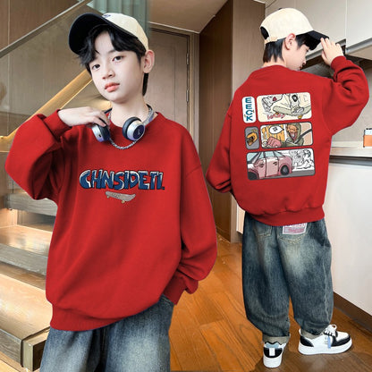 Autumn Baby Boy Clothes Street Graffiti Print Casual Sports Sweatshirts Long Sleeve Children Top Korean Children's Clothes 2025