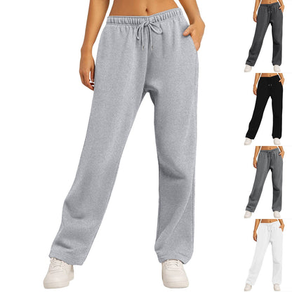 Women’s Fleece Lined Sweatpants Wide Straight Leg Pants Bottom Winter Warm Pants Daily Casual Jogger Sweatpants Sports Trousers