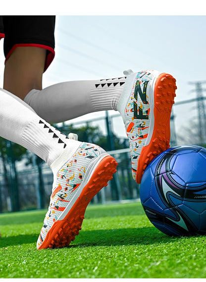 LiXingMing Football Boots Men White Professional High-Tops Soccer Society Cleats Football Shoes Non-Slip Match Training Sneaker