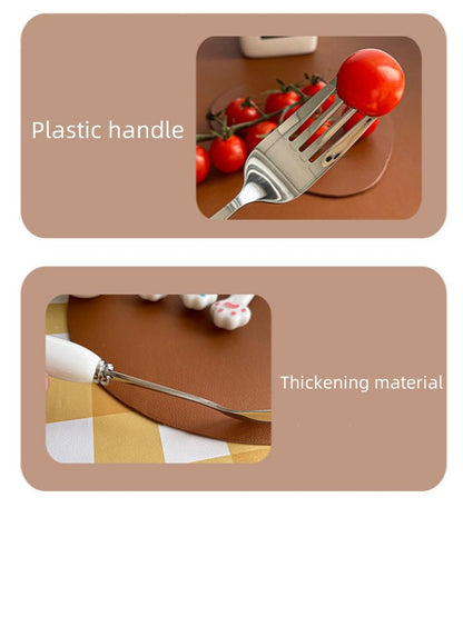 Conjunto de Talheres de Pata de Gato Fofa Garfo e Colher de Aço Inoxidável com Caixa de Armazenamento Louça Talheres Prata Acessórios para Almoço Bento