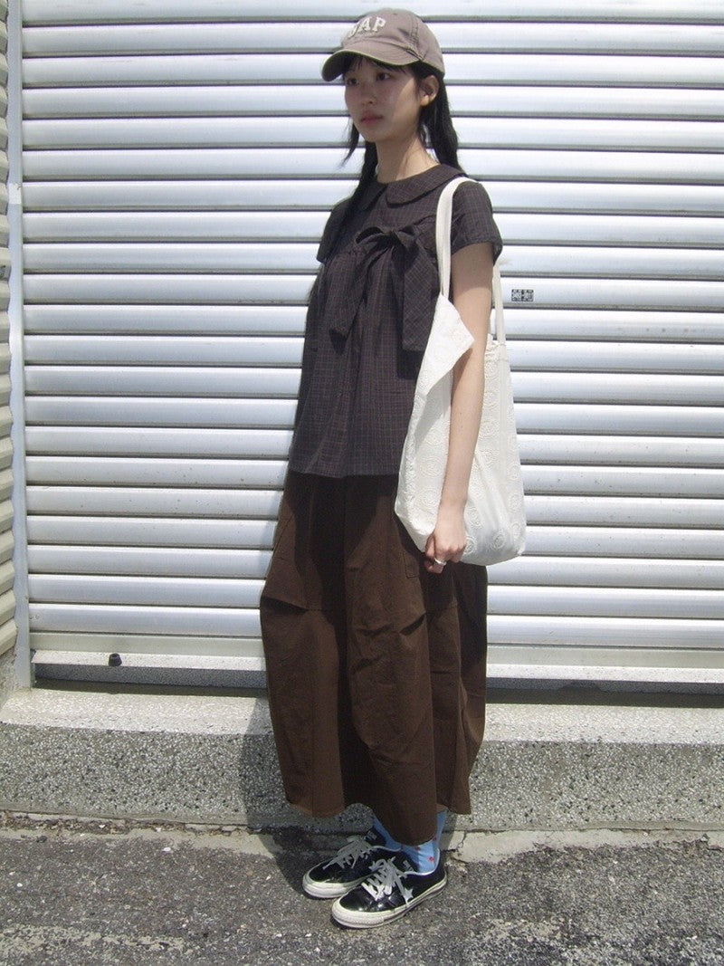 Vintage Plaid Shirts Women Japanese Harajuku Bow Peter Pan Collar Blouses Summer Korean Aesthetic Short Sleeve Casual Tops New