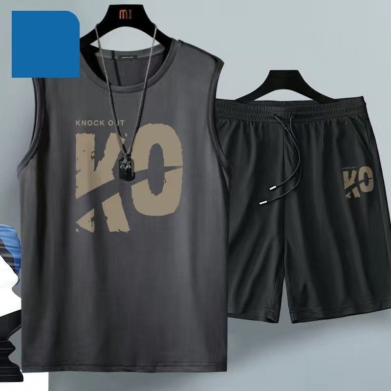 2024 Summer Men Clothing Harajuku Breathable fashion Sportswear Basketball suit casual short-sleeved T-shirt + shorts 2-piece