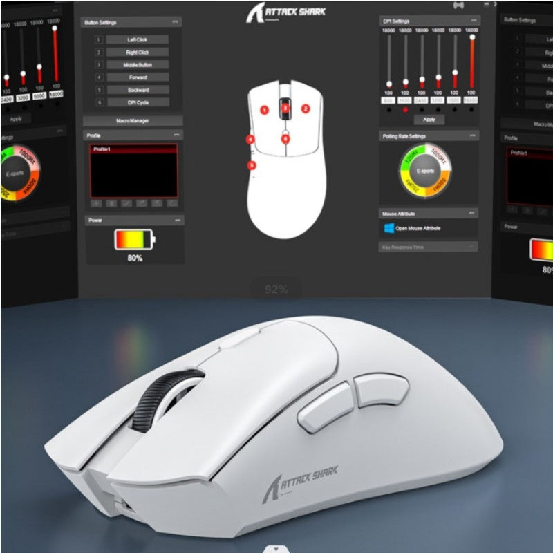 Mouse Gamer Sem Fio Bluetooth Attack Shark R1 18000dpi, 1000Hz PAW3311, Conexão Tri-modo Bluetooth, Macro