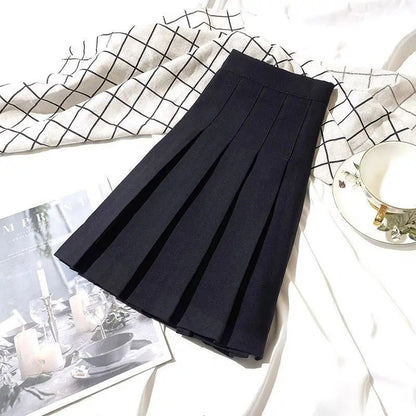 Plus Size High Waist Black Pleated Mini Skirt Sweet School Uniform Style A- Line plus Size Skirt Spring Summer Autumn Small F...
