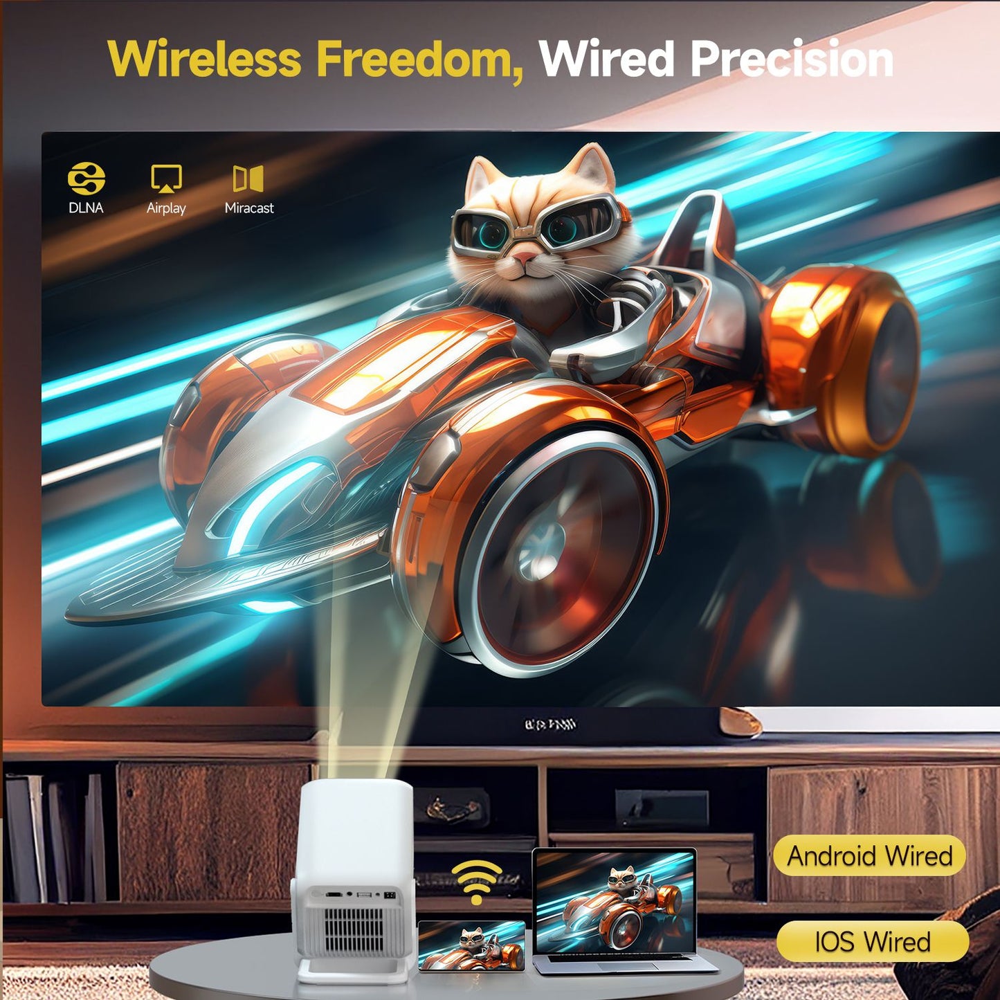 Projetor Portátil Magcubic HY310X 4K 420 ANSI Lumens WiFi 6 Foco Automático Android 11 Suporta Projetor Full HD 1080P para Cinema Doméstico e ao Ar Livre