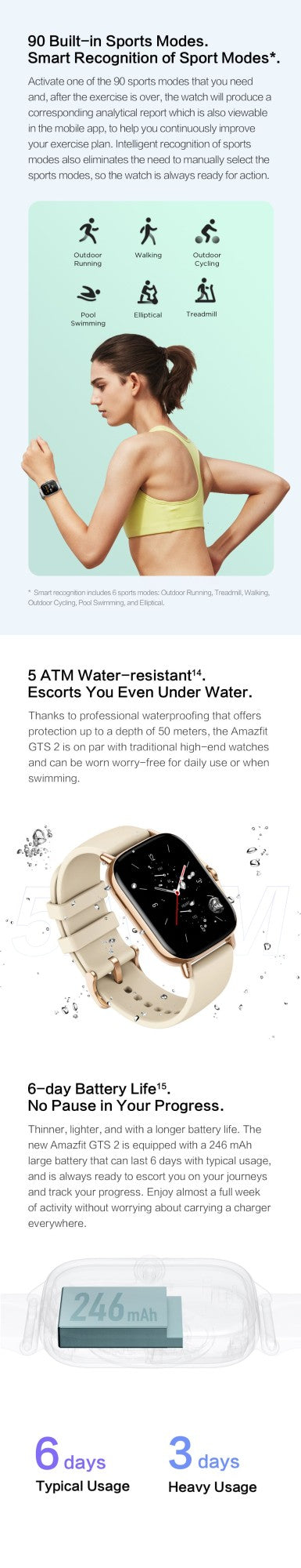 [Nova Versão] Smartwatch Amazfit GTS 2 43mm Rastreamento Completo de Saúde e Fitness Smart Watch com Alexa Integrada