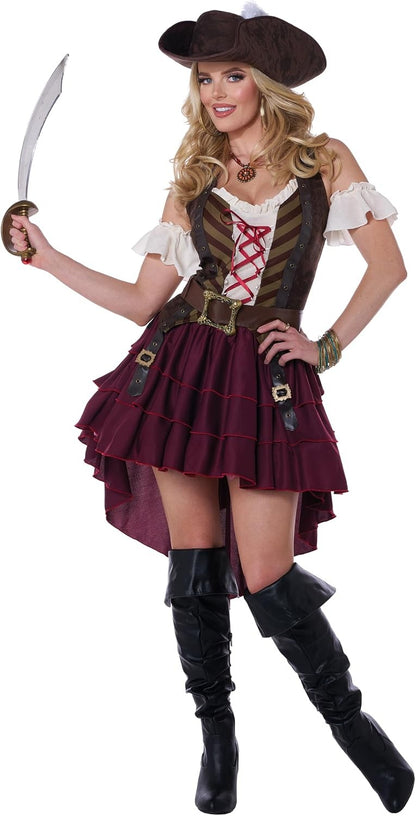 Adult Halloween Pirate Costume Women Drama Stage Performance Captain Jack Role Play Dress