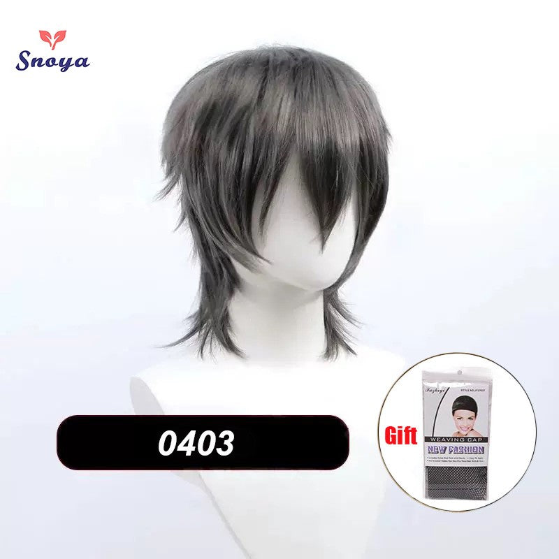 Perucas Curtas Sintéticas Snoya com Franja Corte Pixie Peruca Desfiada para Festa Cosplay para Homens e Mulheres Rosa Vermelho Verde Roxo Estilo Coreano Peruca Masculina