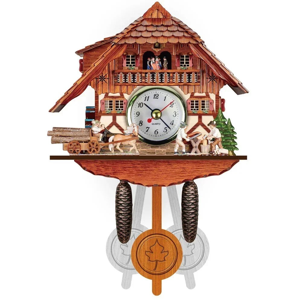 Wooden Hanging Wall Clock Bird Alarm Clock Cuckoo Clocks For Home Kid's Room Decoration Quartz Watch Decorative Home Decor