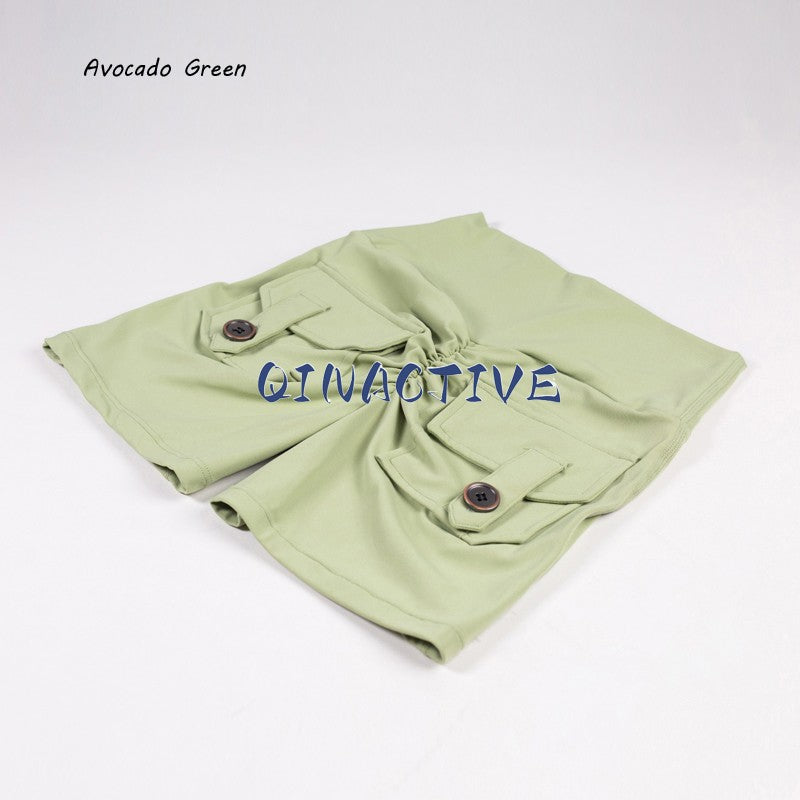 QINACTIVE Yoga Shorts for Women Pocket Scrunched Butt Gym Leggings High Waist Push Up Tights Sexy Booty Sports Shorts Fitness