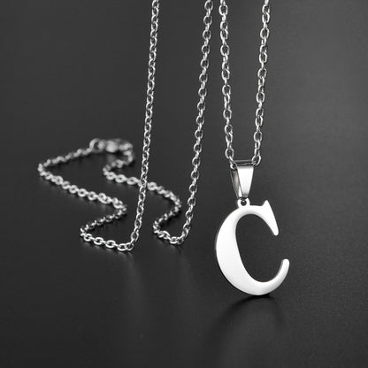Colar de Aço Inoxidável com Pingente de Nome Letras A-Z do Alfabeto, Colares Minimalistas Iniciais para Homens e Mulheres, Presentes de Moda no Atacado