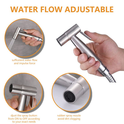 Handheld Toilet Bidet Sprayer Set Kit Stainless Steel Hand Bidet faucet for Bathroom Hand Sprayer Shower Head Self Cleaning