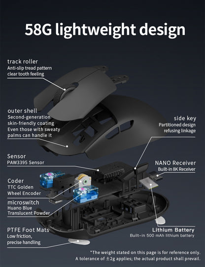 Darmoshark M3 V2 Gaming Mouse Double 8K Wireless Tri Mode 26KDPI PAW3395 Sensor Big Hand Game Macro Mouse For Computer Laptop PC