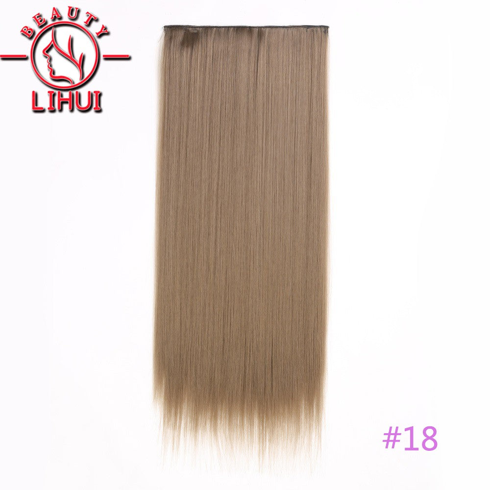 Extensões de cabelo sintéticas com clipe, longas e lisas, com 5 clipes em uma única peça, extensões de cabelo multicoloridas LIHUI