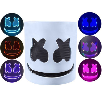 Party Decor LED Halloween Luminous Head Cover Glowing Plastic DJ Marshmallow Mask Universal Neon Headgear Bar