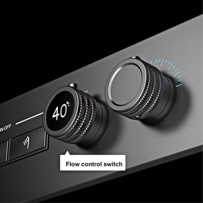 Luxury gun gray brass thermostatic shower system wall mounted LED digital display hot and cold water bathroom embedded faucet