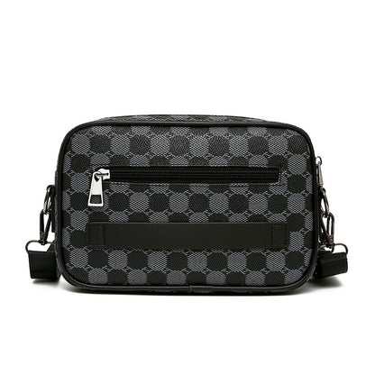 Fashion Business Shoulder Bag PU Leather Men Clutch Bag Wide Strap Crossbody Bag Designer Casual Male Messenger Pack Phone Purse