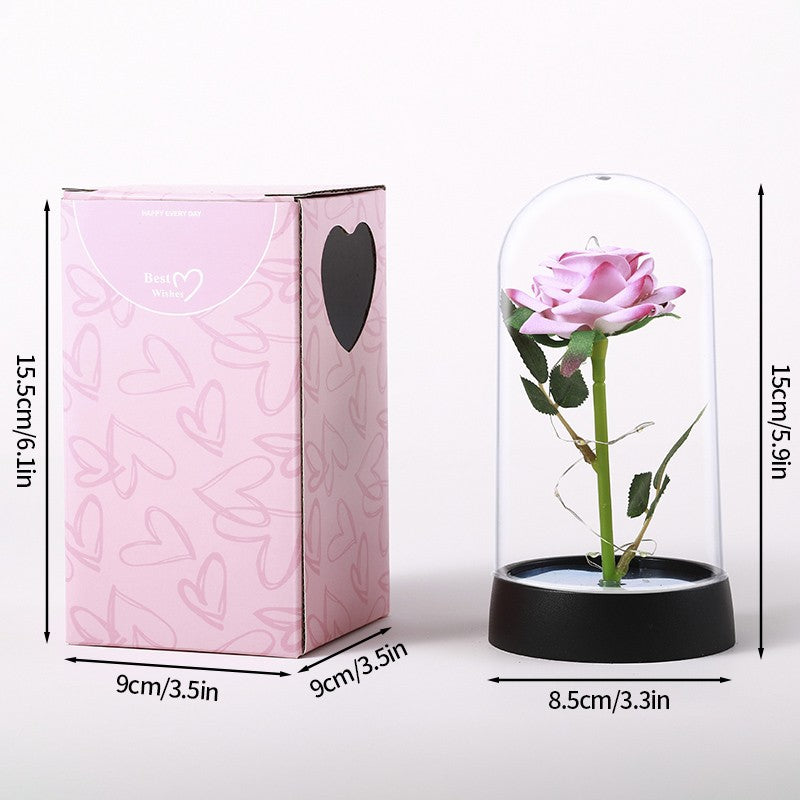 Eternal Rose Flowers Artificial Foil Flower in Glass Glow Immortal Flower LED Roses Lamp Flores Eternas Christmas Lover Gift