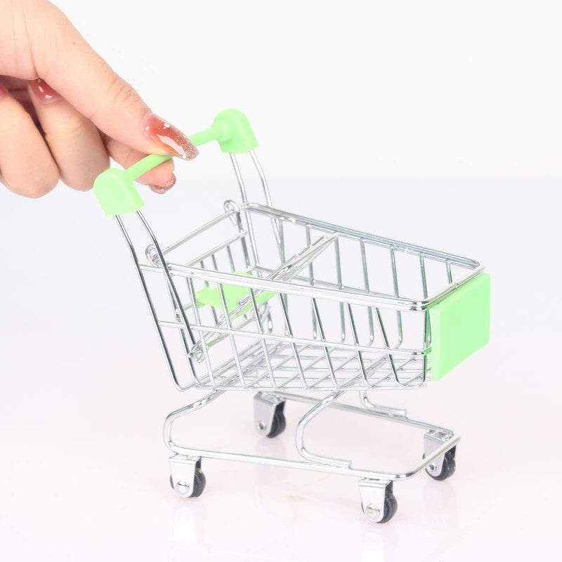 Mini Supermarket Shopping Trolley Cart Desktop Model Children's Toys Home Decoration Miniature