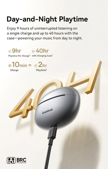Fones de ouvido sem fio Baseus MC1 Pro Ear Clip Bluetooth 6.0 Hi-Res Ultra Open Earbuds Tipo brinco 4 microfones ENC fones de ouvido com clipe