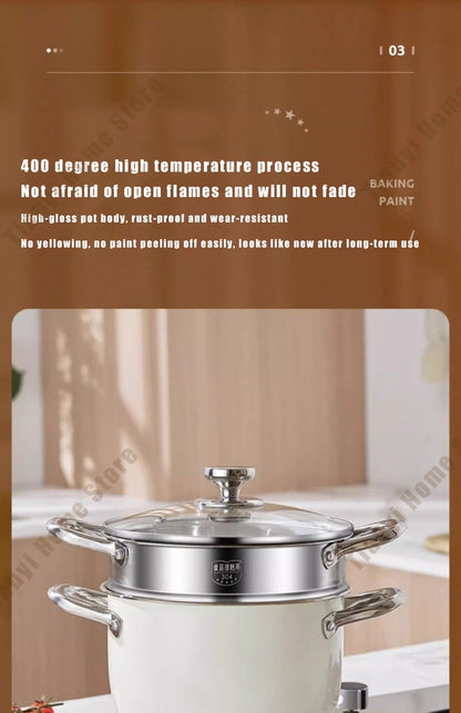 304 Stainless Steel Soup Pot Non-stick Frying Pan with lid Home Hot Pot Induction Cooker Gas Stove wok Food Supplement Milk Pot