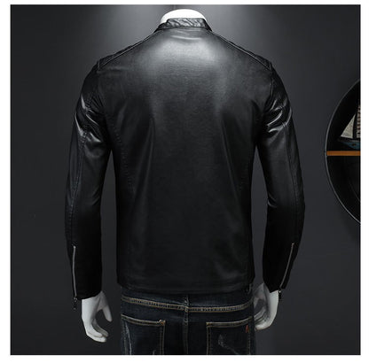 Men White Locomotive Leather Jackets Moto Biker Pu Leather Coats High Quality Male Spring Autumn Slim Leather Jackets Size 5XL