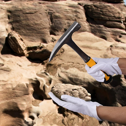 1 martelo de geólogo de aço de alto carbono, martelo de garra de geologia todo em aço com cabo de borracha antiderrapante, acabamento escovado