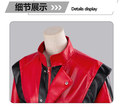 Michael Jackson Thriller Scary Cosplay Costumes movie Red Leather Jacket Pants Uniform Anime Halloween Costume for Men Woman