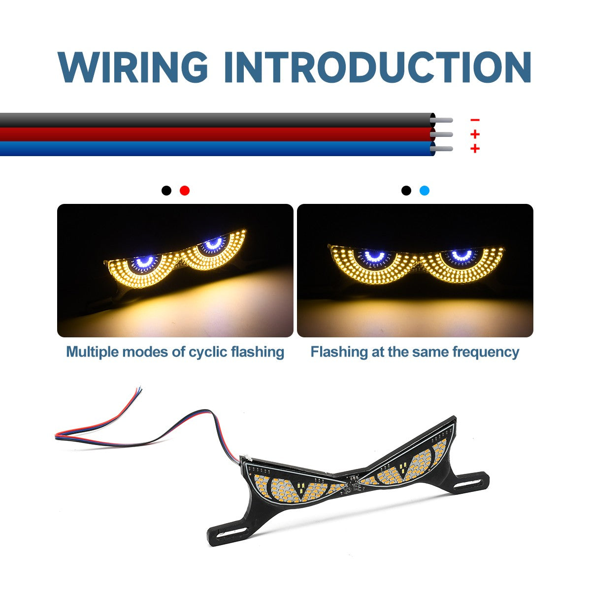 1 Par Luz de Placa de Moto Lanterna Traseira Modificada Lâmpada de Atmosfera Decorativa LED Olho de Diabo Strobo Luzes Únicas 12V Universal
