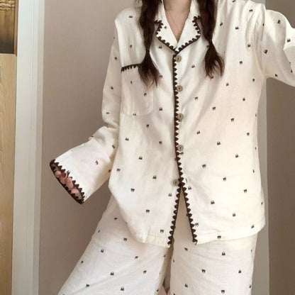 Plus Size Pajamas 2 Pieces Set Y2K Striped Strawberry Print Casual Korean Sweet Soft Women's Pajamas Autumn Winter New Homewear