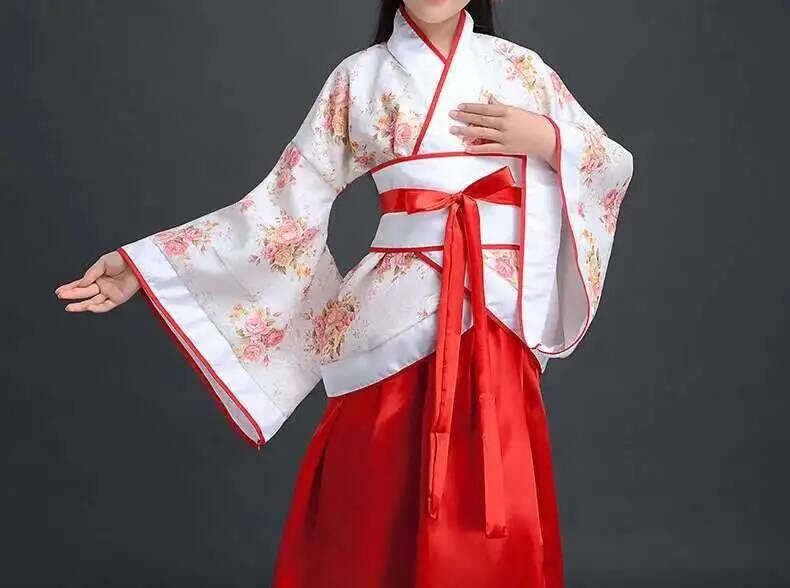 Hanfu Chinese Costume Girls Children Kimono Traditional Vintage Ethnic Fan Students Dance Halloween Japanese Yukata Kimono Style