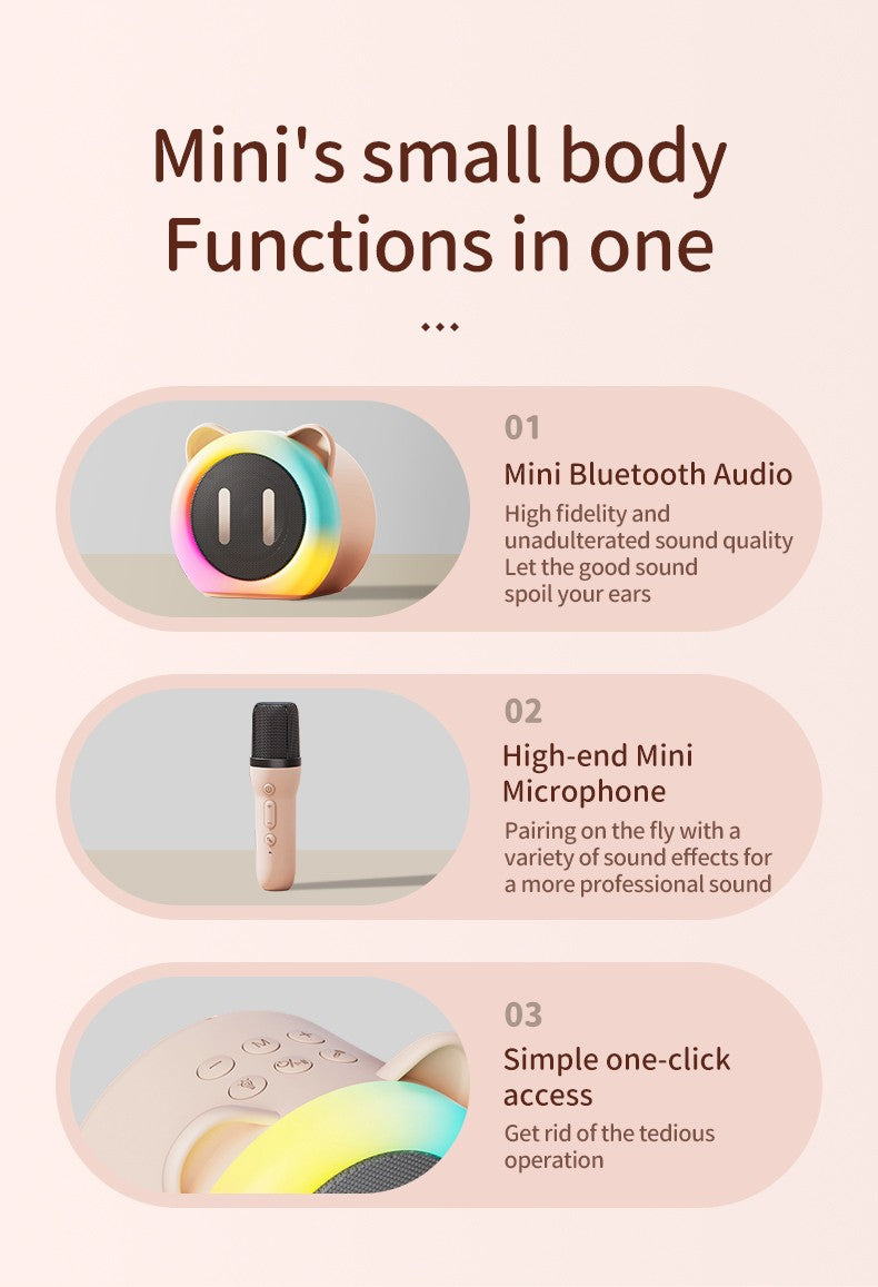 PARAMITA Bluetooth Speaker Portable Home Cute Karaoke Mini Wireless Audio with Microphone Home Karaoke Singing Machine Kids Gift