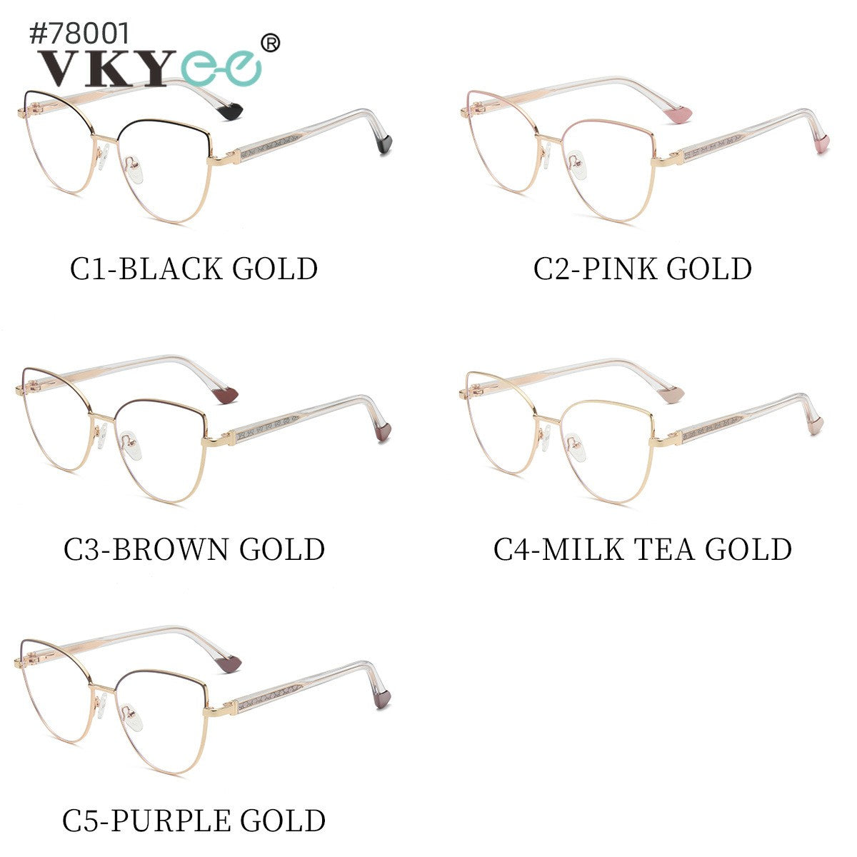 VICKY New Personalized Simple Cat's Eye Fashion Design Women's Anti-Blue Light Reading Glasses Customizable Prescription 78001