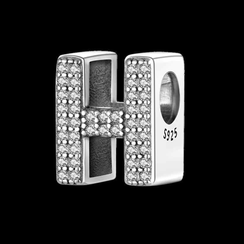 Fit Original Bangle Bracelet DIY A-Z Alphabet Charms Bead 925 Sterling Silver CZ Zircon LOVE Letter Dangle Pendant Jewelry Gift