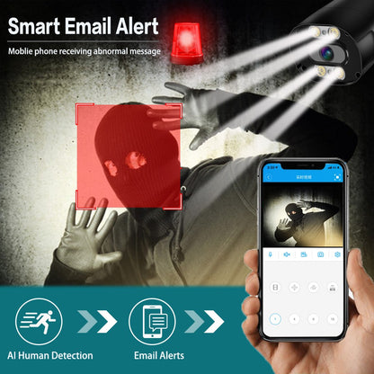 UltraHD 4K 8MP Outdoor Security IP Turret PoE Camera Onvif 3840x2160 100ft Double light Human Detection Color Full Night Vision