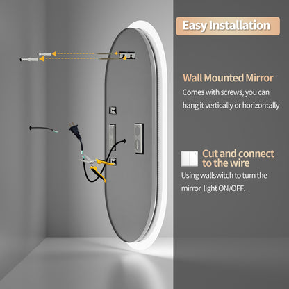LUVODI 20x32” Led Lighted Bluetooth Bathroom Mirror Backlit Illuminate Dimming Vanity Mirror with Time Date Display Anti-fog