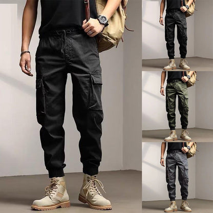 Solid Cargo Pants for Men Casual Loose Fit Ankle Banded Trousers Suitable for Spring and Autumn Grey Black Green