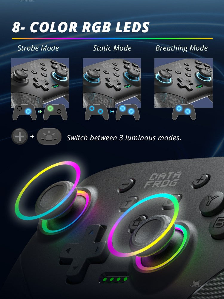 DATA FROG Wireless Pro Controller Universal Gamepad for Console with Gyro Sensor Dual Vibration Rechargeable Joystick