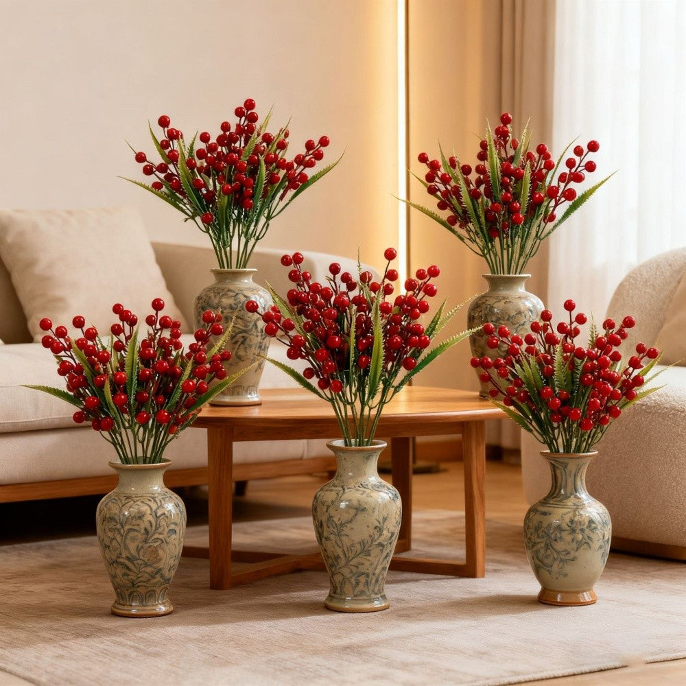 Artificial Flowers Maintenance-Free Christmas Bouquet Red Berry Decoration Festive Holiday Artificial Flowers For Festive Home
