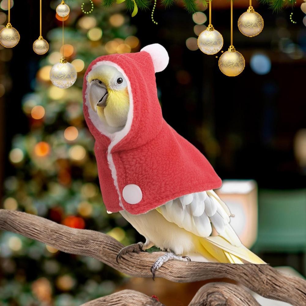 Bird Christmas Hoodie Roupa para Pássaros Roupa Quente de Inverno para Pássaros de Estimação Fantasia para Festas de Natal Suprimentos para Pássaros de Estimação Roupas para Pequenos Animais