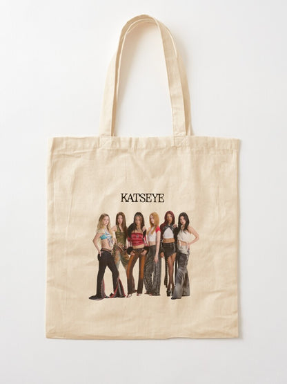 Korean Kpop Katseye Tote Bag Shopping Bag Print Original Design White Unisex Travel Canvas Casual Bag Commuting Portable Handbag