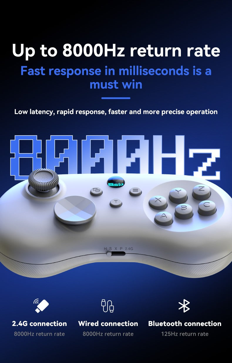 Y04 Game Controller 6-key Fighting Game Controller with Adjustable Height Hall Joystick Supporting PC/IOS/Switch/Android