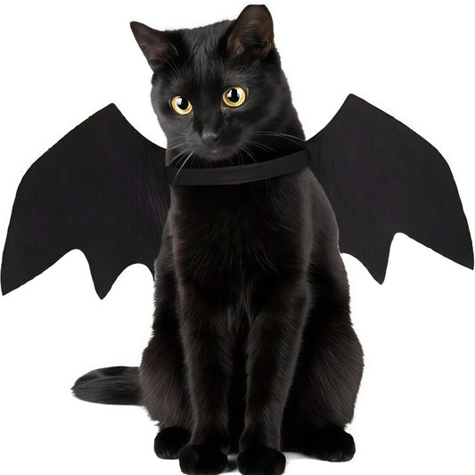Asas de Morcego Pretas Ajustáveis, Fantasia de Halloween para Pets em Poliéster Macio, Perfeito para Gatos, Ideal para Brincadeiras de Interpretação e Diversão à Fantasia